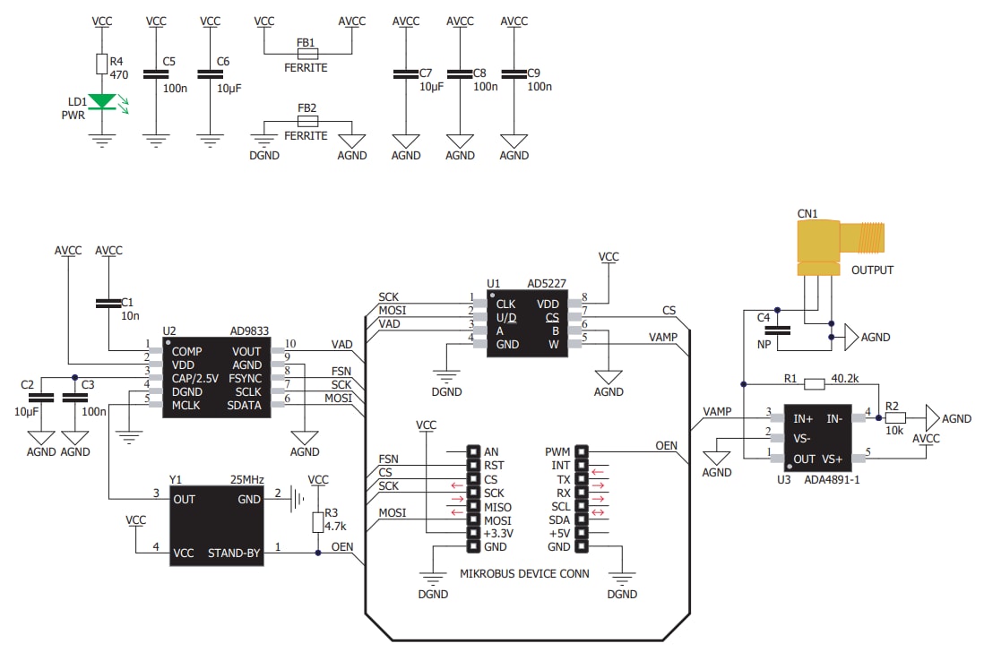 Schematic - Mikroe MIKROE-3309 Waveform Click